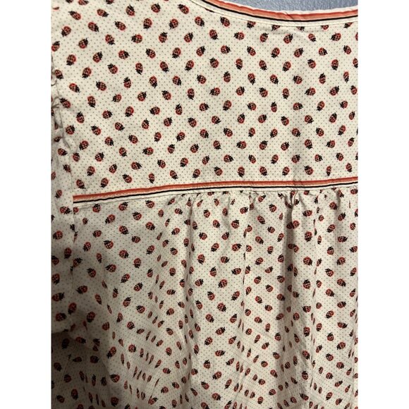 Women's Max Studio Ladybug Print Button Up Shirt 100% Rayon SZ XL Summer Vibes - Picture 6 of 7